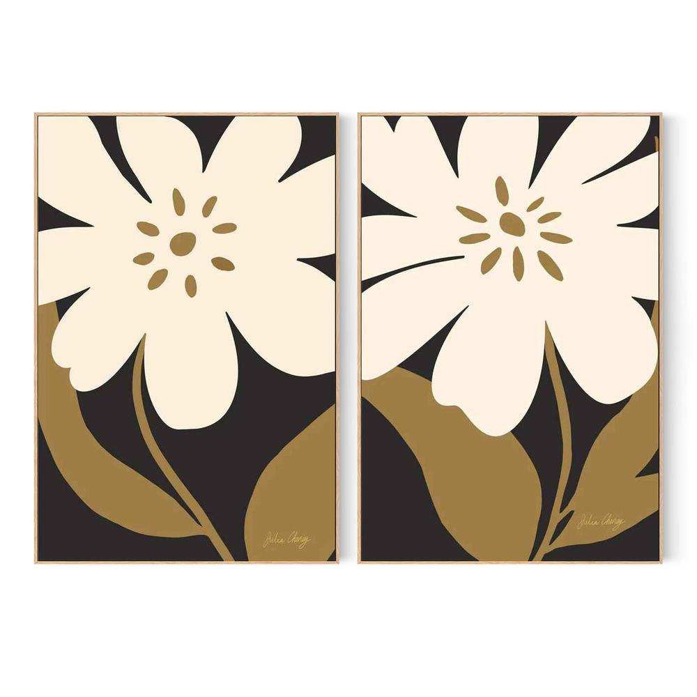 Minimalist Cream Bloom & Modern Cream Bloom, Set Of 2-by-Julia Cheney-wall-art-print-canvas-poster-framed-Gioia