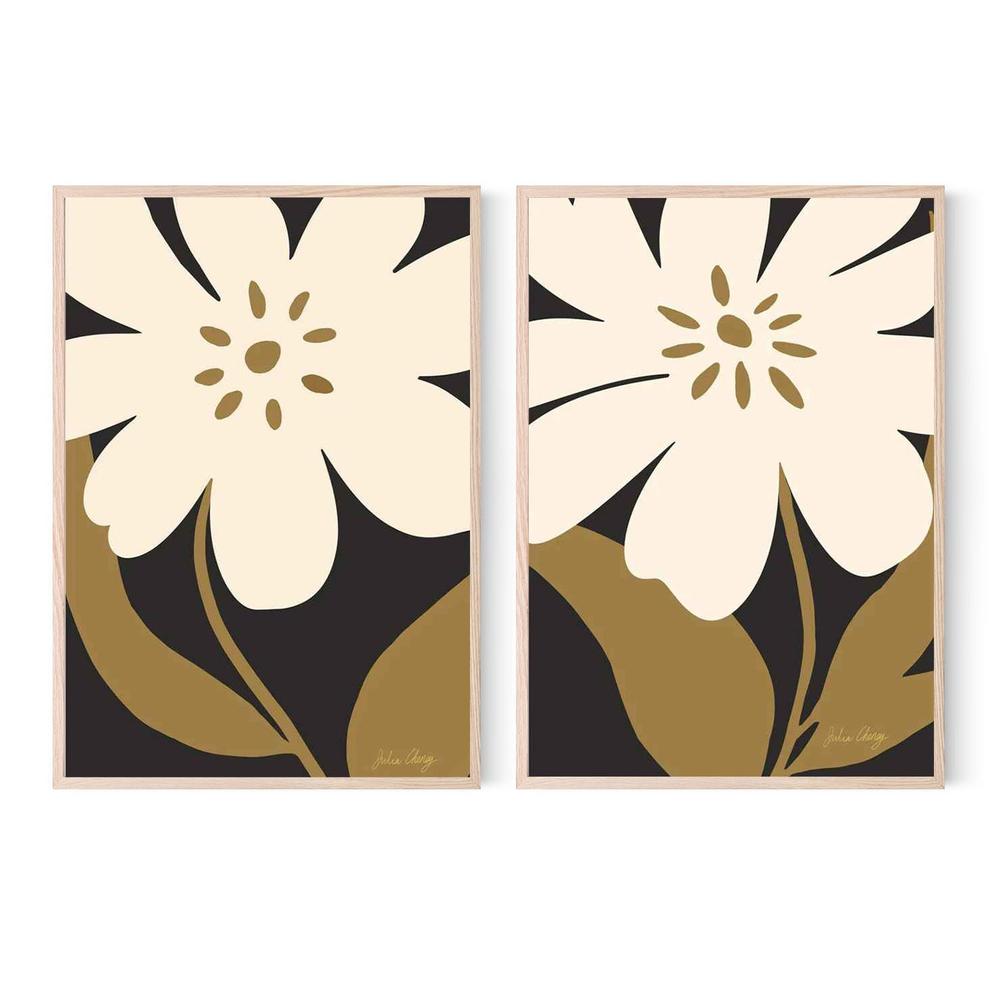 Minimalist Cream Bloom & Modern Cream Bloom, Set Of 2-by-Julia Cheney-wall-art-print-canvas-poster-framed-Gioia