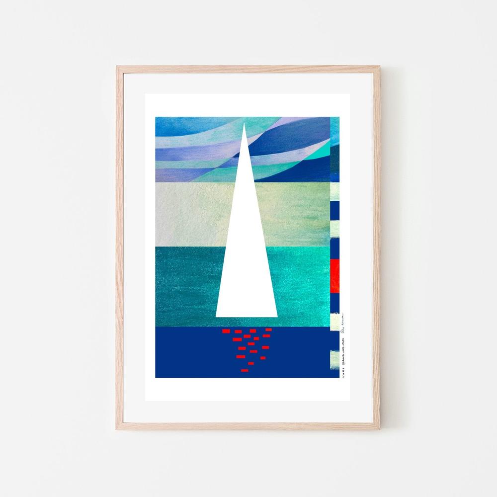 Minimalist Ocean Sail-by-Alex Nereuta-wall-art-print-canvas-poster-framed-Gioia
