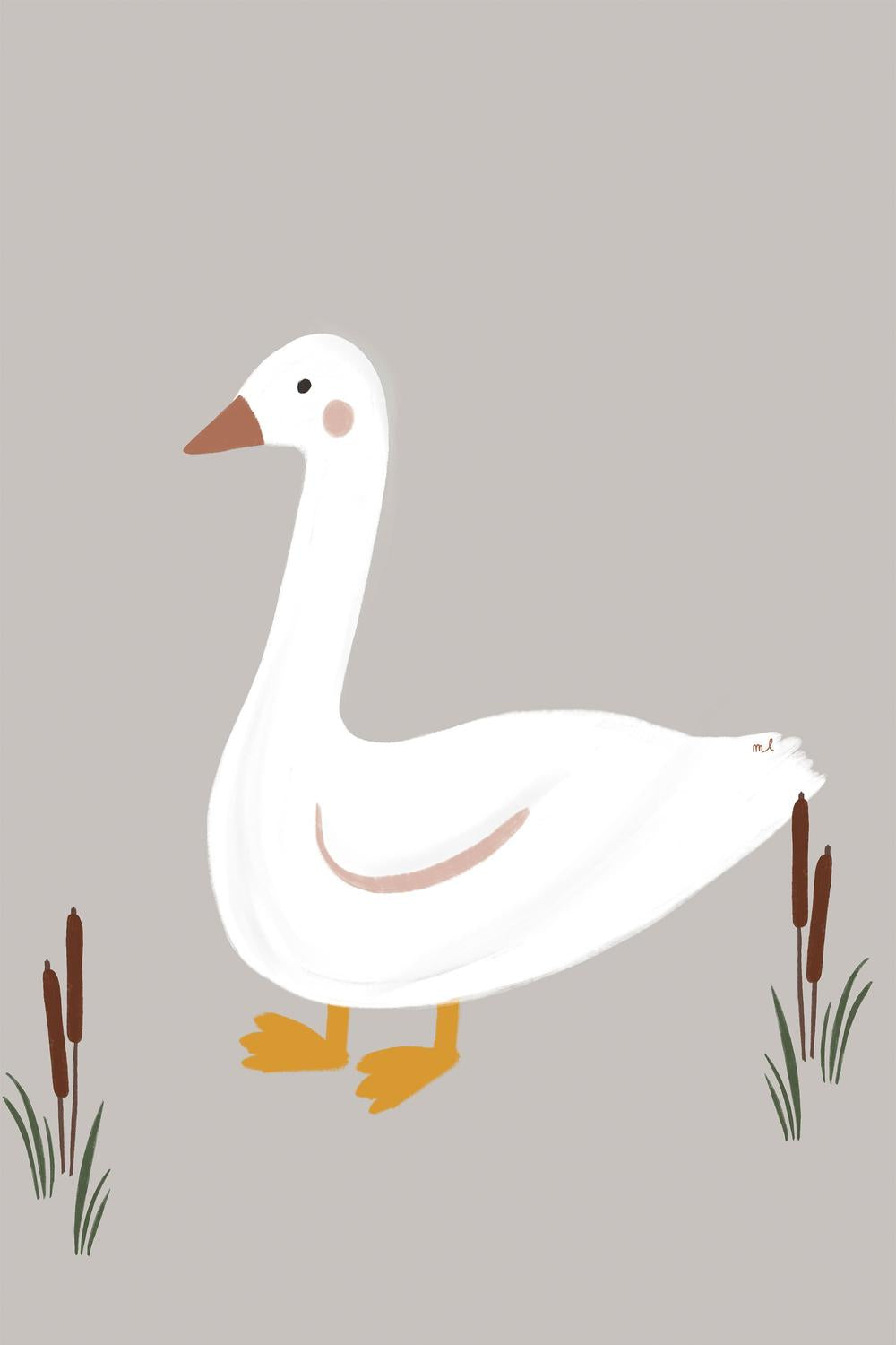 Minimalist White Goose-by-Menina Lisboa-wall-art-print-canvas-poster-framed-Gioia