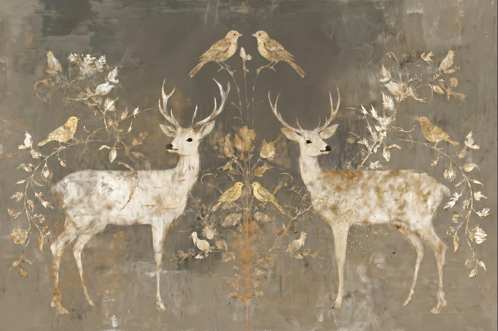 Mirrored Fawn Pair-by-Chromatic Storm Studio-wall-art-print-canvas-poster-framed-Gioia