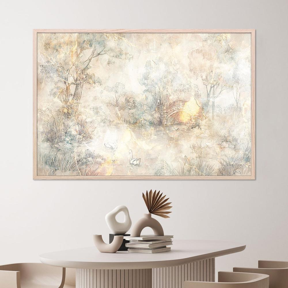 wall-art-print-canvas-poster-framed-Misty Lake Swans-7