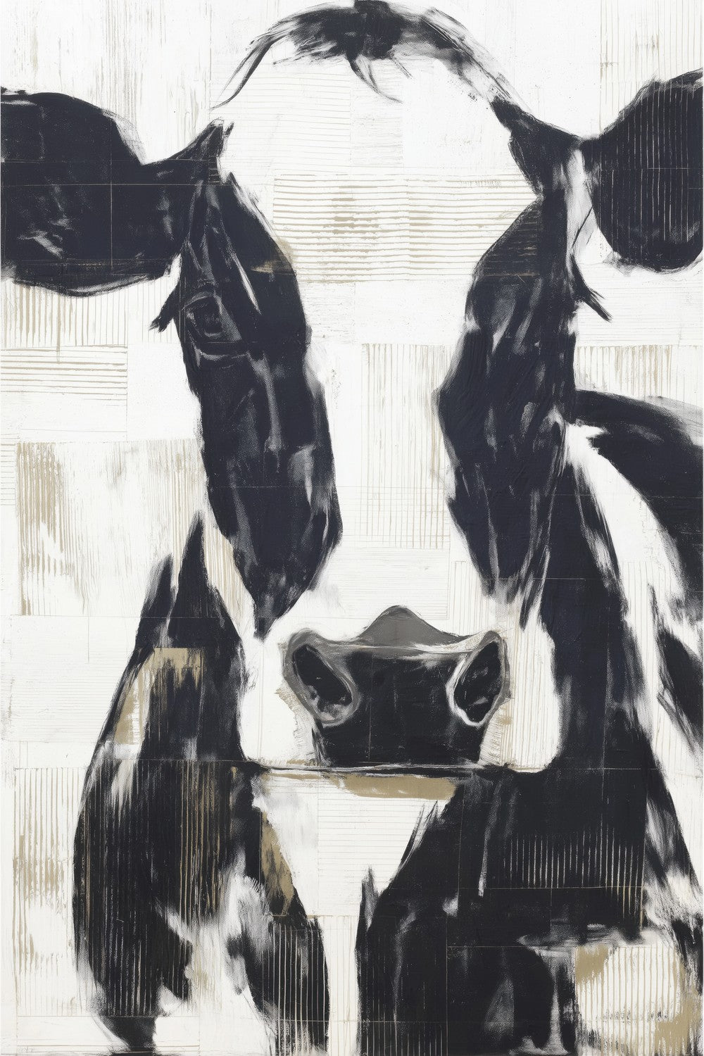 Modern Cow Portrait Monochrome-by-Chromatic Storm Studio-wall-art-print-canvas-poster-framed-Gioia