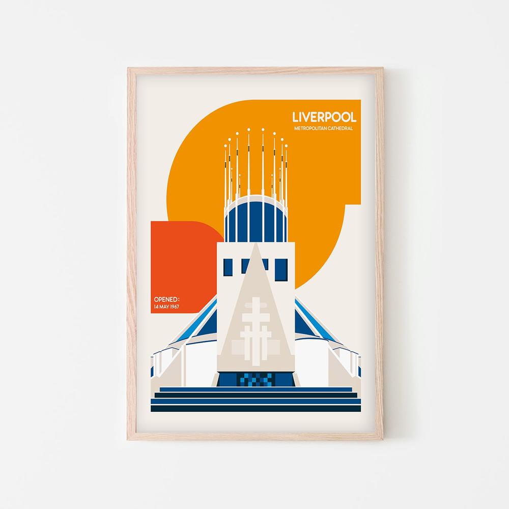 Modern Liverpool Cathedral-by-Retrodrome-wall-art-print-canvas-poster-framed-Gioia