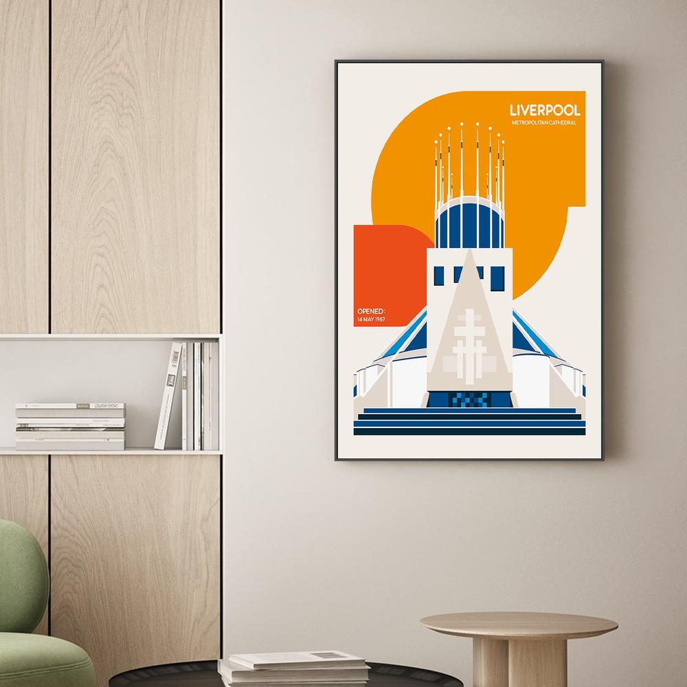Modern Liverpool Cathedral-by-Retrodrome-wall-art-print-canvas-poster-framed-Gioia
