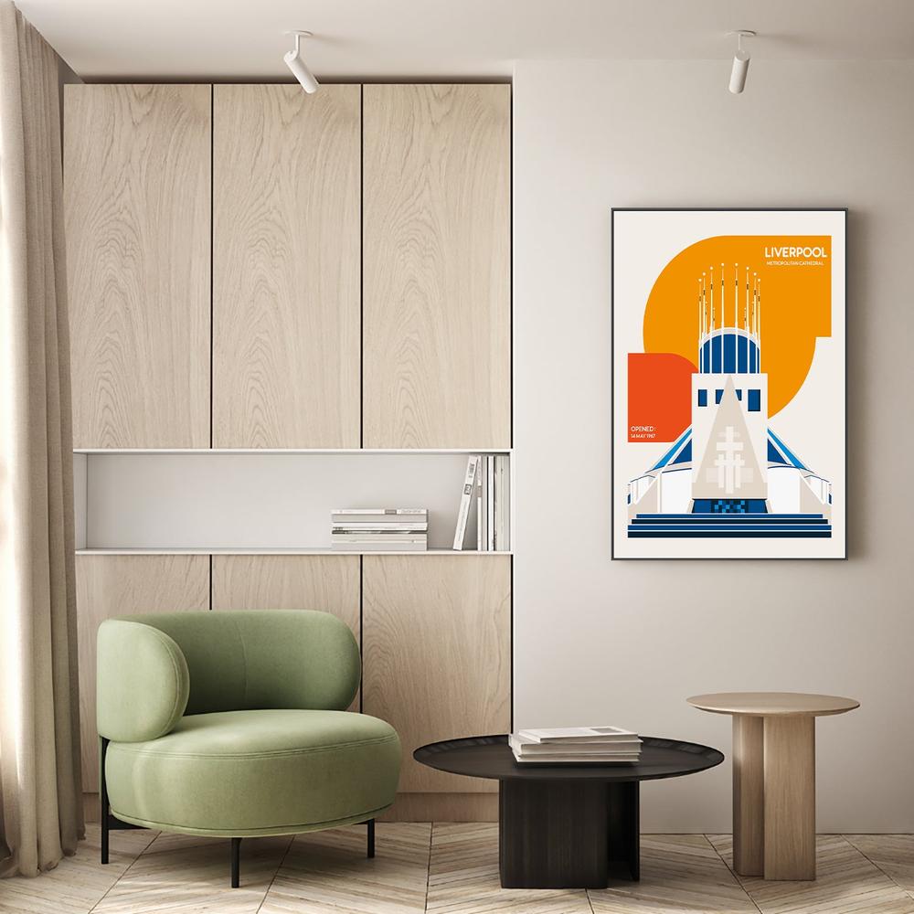 Modern Liverpool Cathedral-by-Retrodrome-wall-art-print-canvas-poster-framed-Gioia