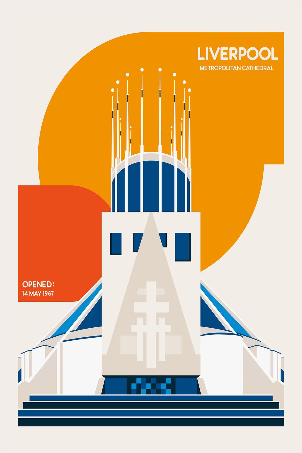 Modern Liverpool Cathedral-by-Retrodrome-wall-art-print-canvas-poster-framed-Gioia