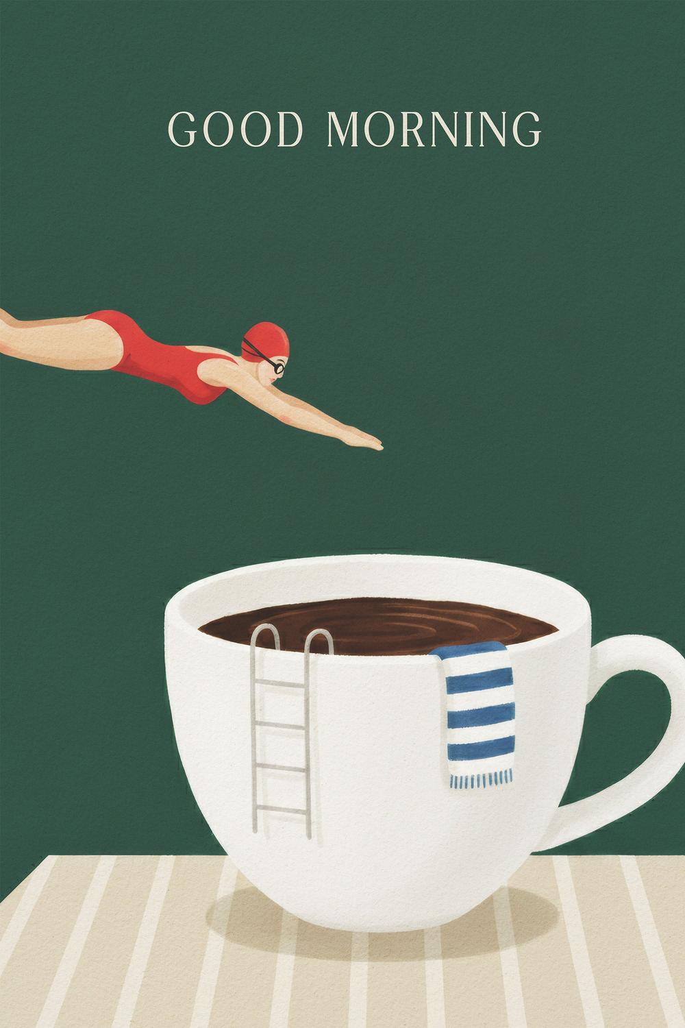 Morning Coffee Dive-by-Andreas Magnusson-wall-art-print-canvas-poster-framed-Gioia