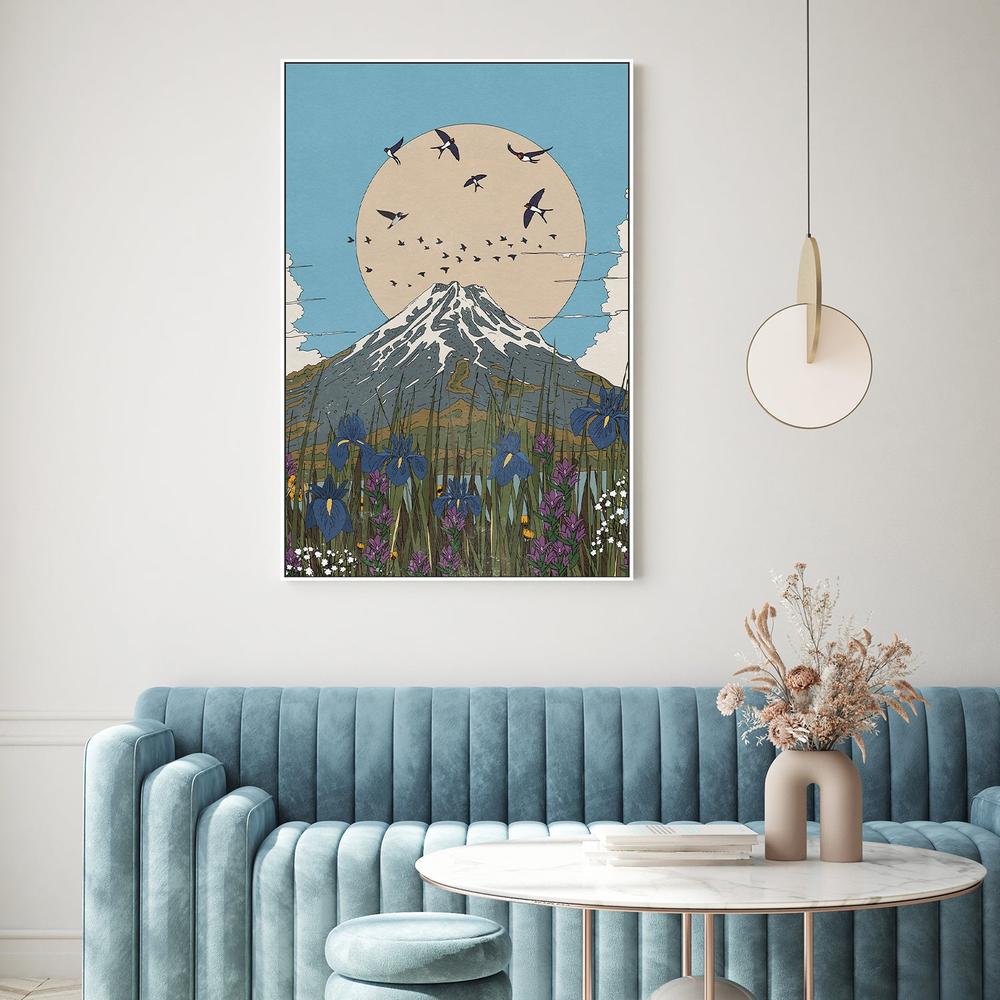 Mount Fuji Swallows Irises-by-Nicholas-wall-art-print-canvas-poster-framed-Gioia
