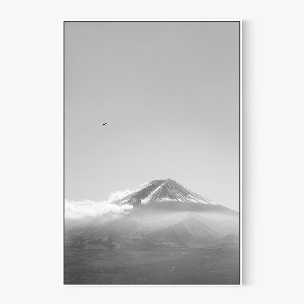 Mt Fuji with an Eagle in Black and White (Soar)-by-Andrew Paranavitana-wall-art-print-canvas-poster-framed-Gioia
