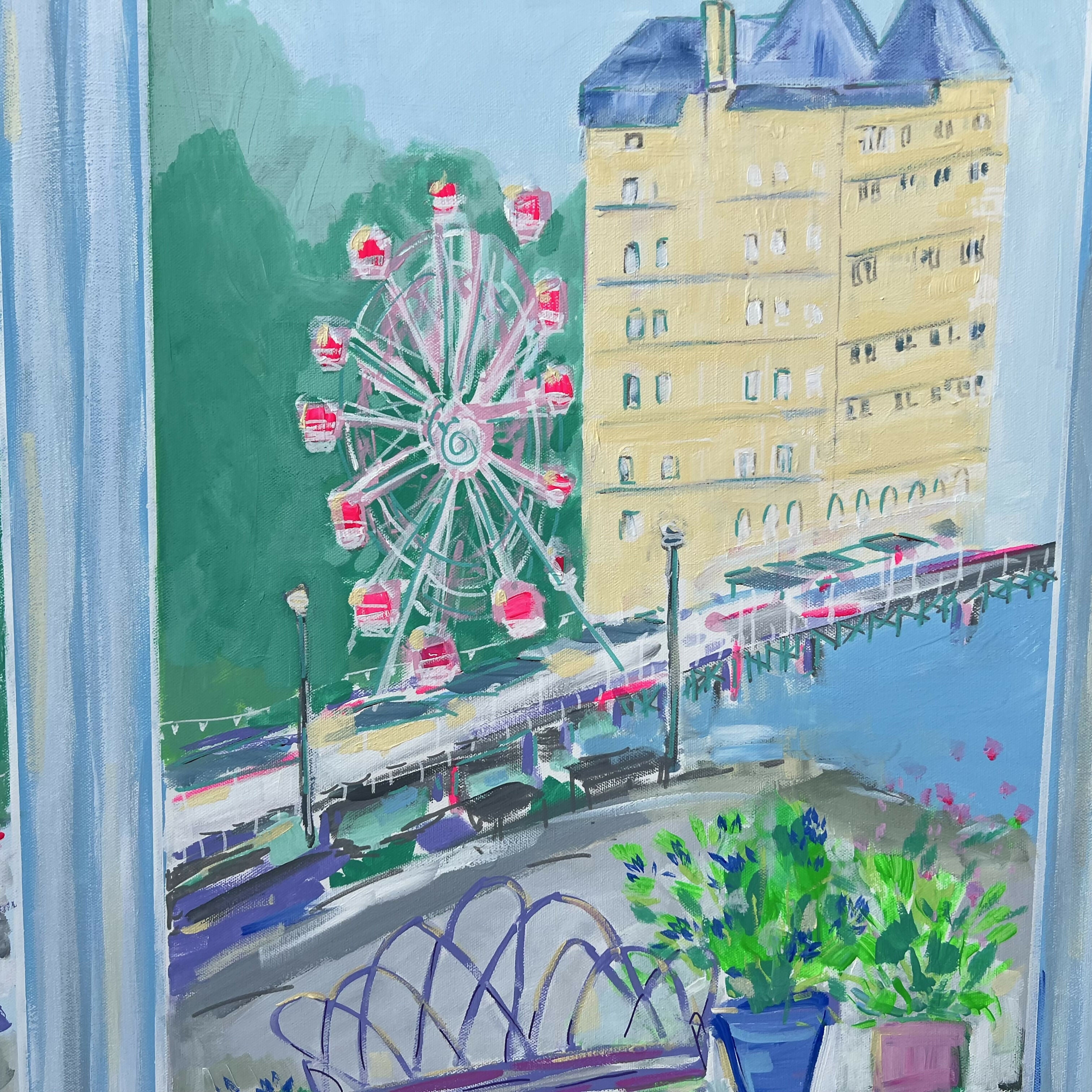 Summer on Llandudno Pier. Original hand-painted artwork by Meredith Howse.