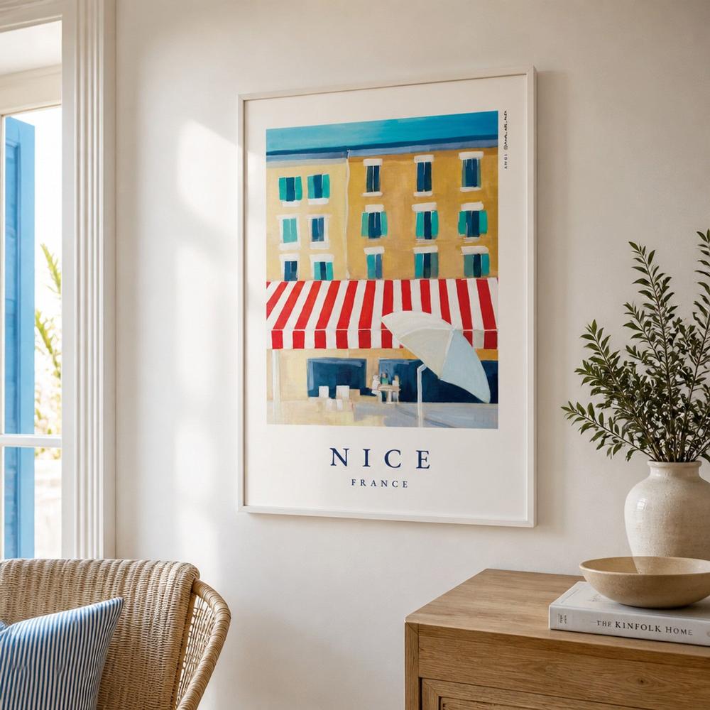 Nice France Cafe-by-Alex Nereuta-wall-art-print-canvas-poster-framed-Gioia