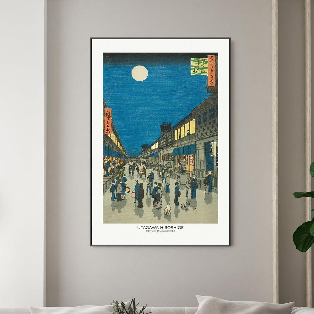 Night View of Saruwaka Machi-by-Utagawa Hiroshige-wall-art-print-canvas-poster-framed-Gioia
