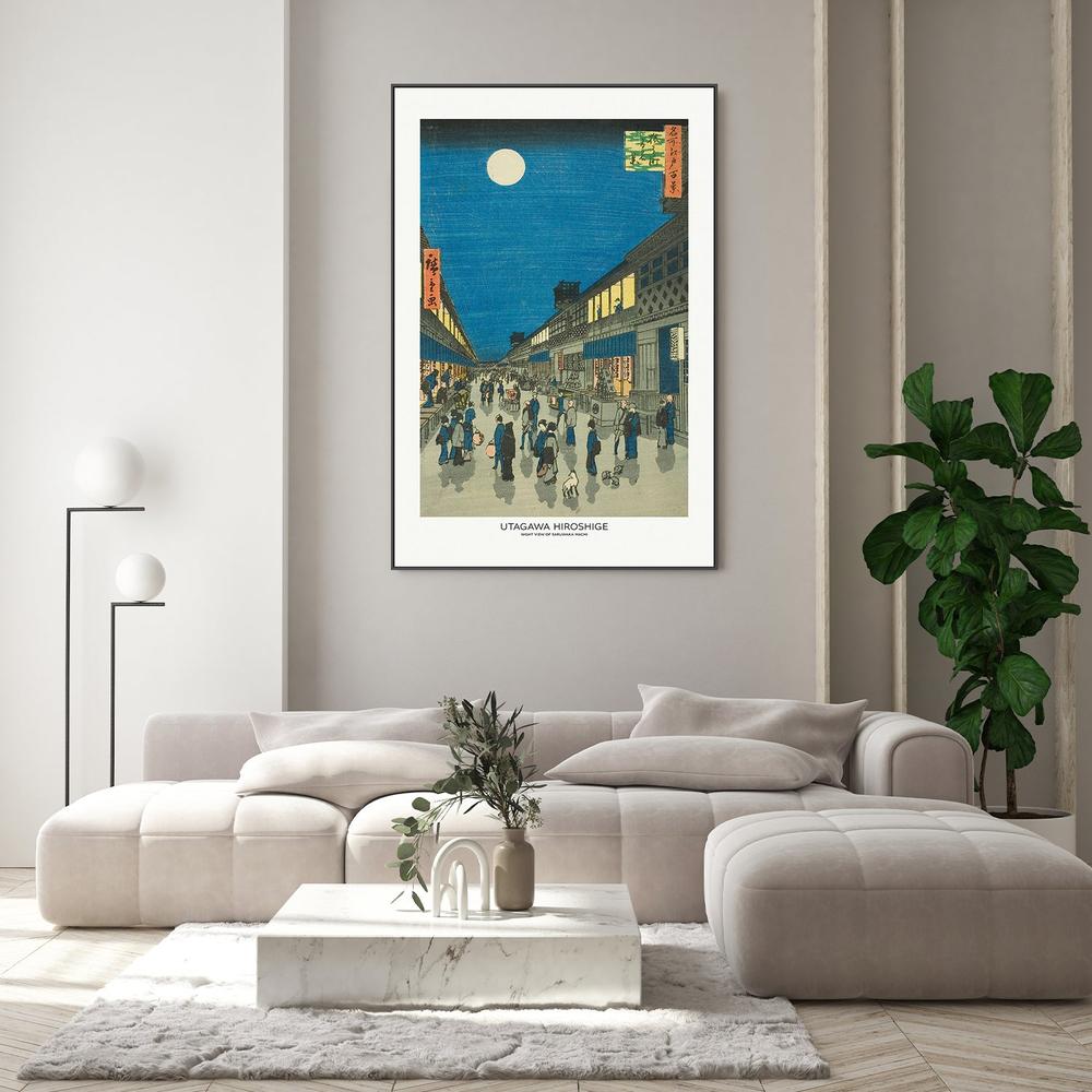 Night View of Saruwaka Machi-by-Utagawa Hiroshige-wall-art-print-canvas-poster-framed-Gioia