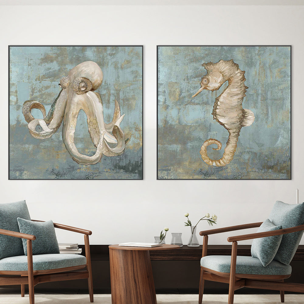 Octopus Dance & Seahorse Dance, Set Of 2-by-Jacob Q-wall-art-print-canvas-poster-framed-Gioia