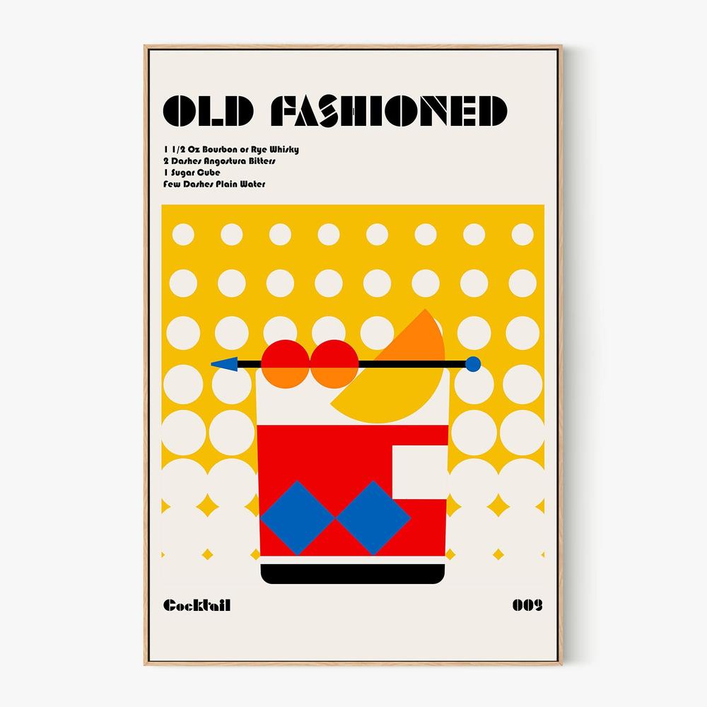 Old Fashioned Cocktail Recipe-by-Retrodrome-wall-art-print-canvas-poster-framed-Gioia