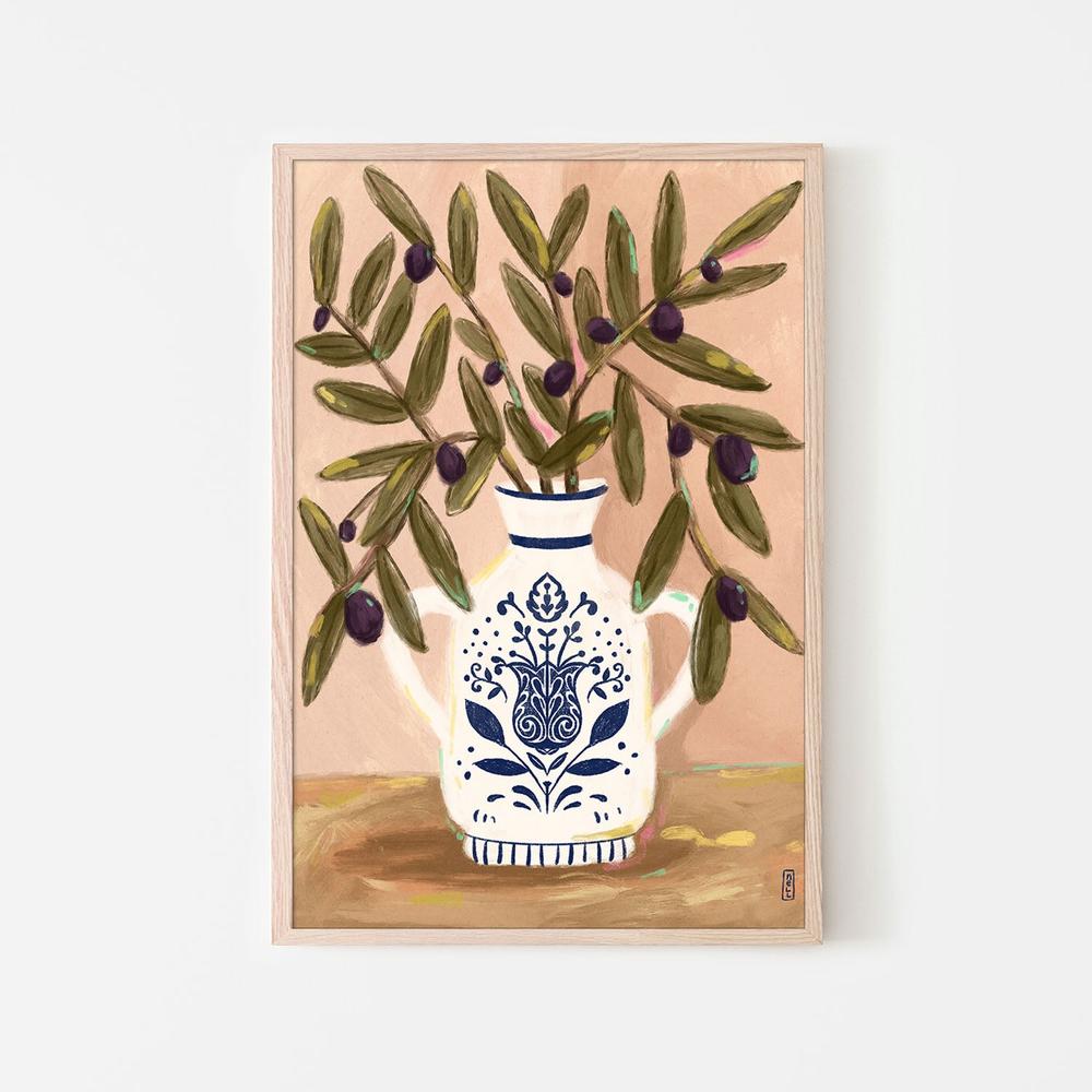 wall-art-print-canvas-poster-framed-Olive Branches In a Pot Painting-6