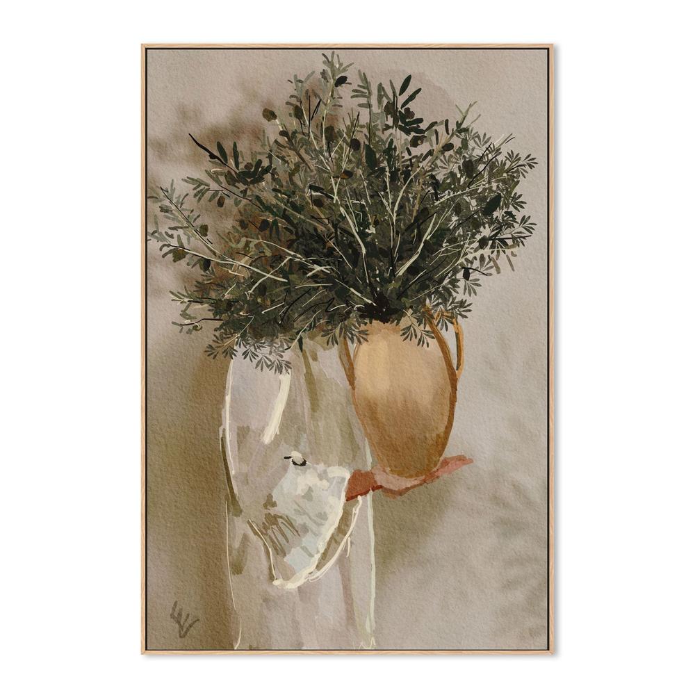 Olive Lady, 100x150cm / Oak Framed Canvas-by-Gioia Wall Art-wall-art-print-canvas-poster-framed-Gioia
