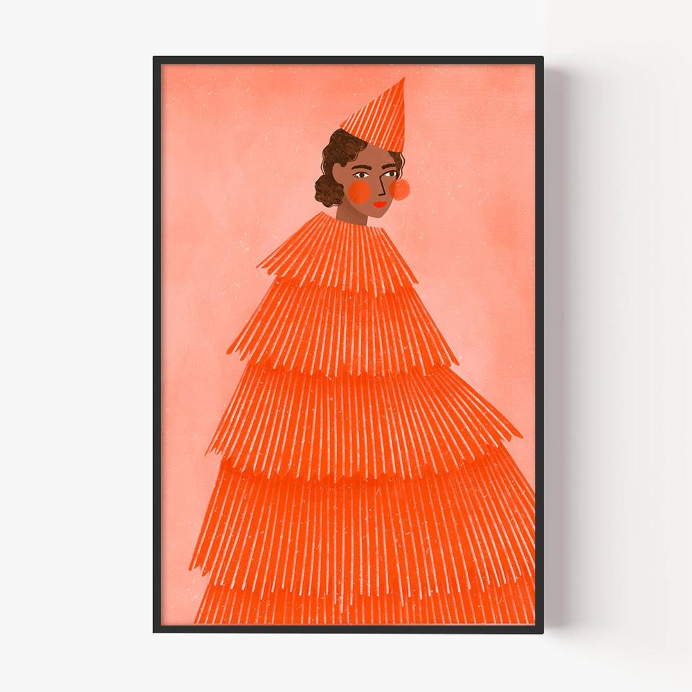Orange Party Girl-by-Bea Muller-wall-art-print-canvas-poster-framed-Gioia