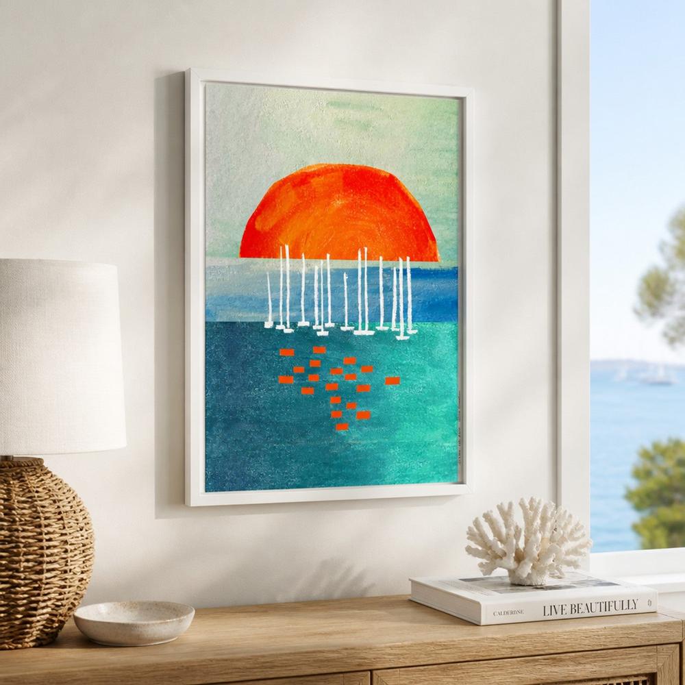 Orange Sun Sailboats-by-Alex Nereuta-wall-art-print-canvas-poster-framed-Gioia