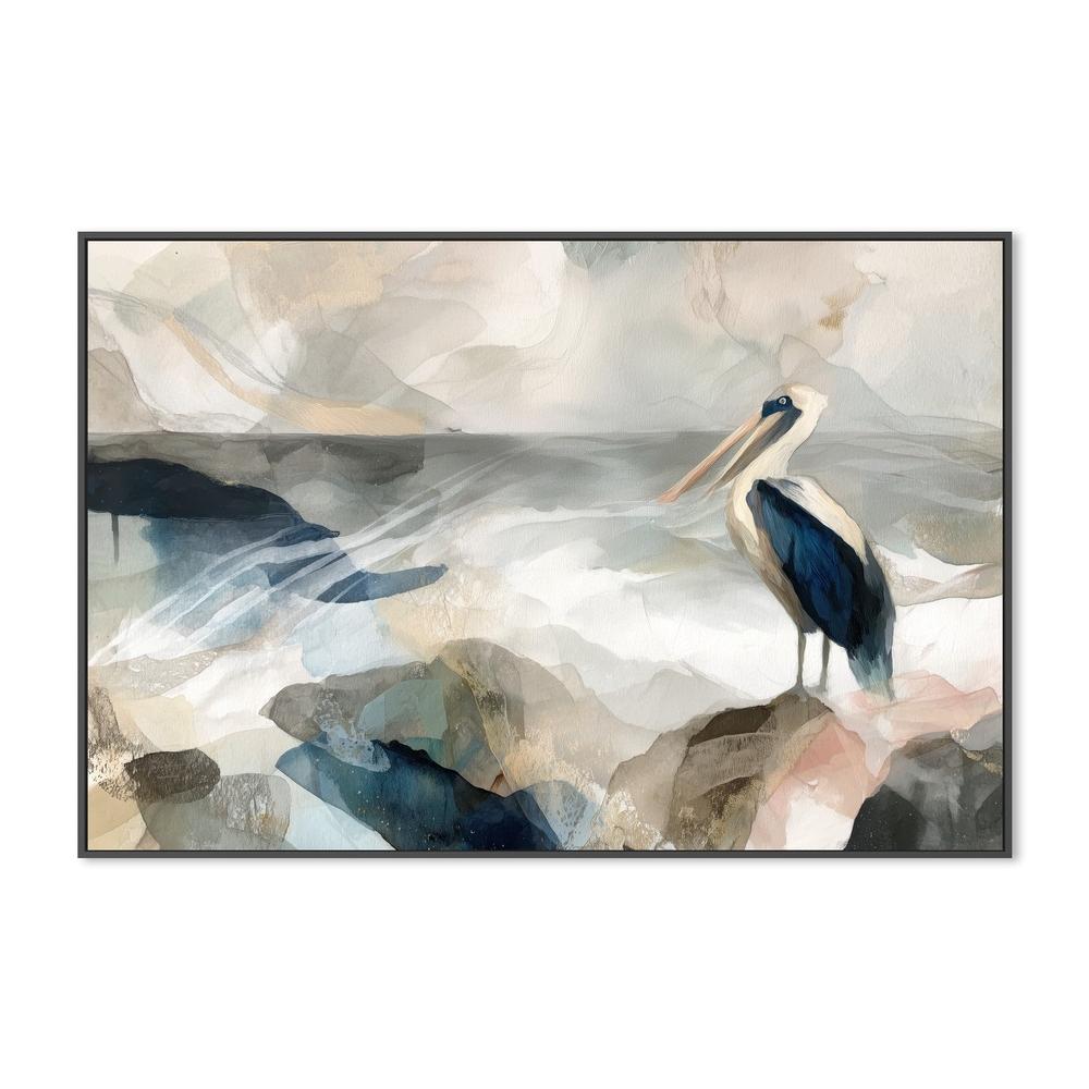 Pelican on Rocky Shore-by-Chromatic Storm Studio-wall-art-print-canvas-poster-framed-Gioia