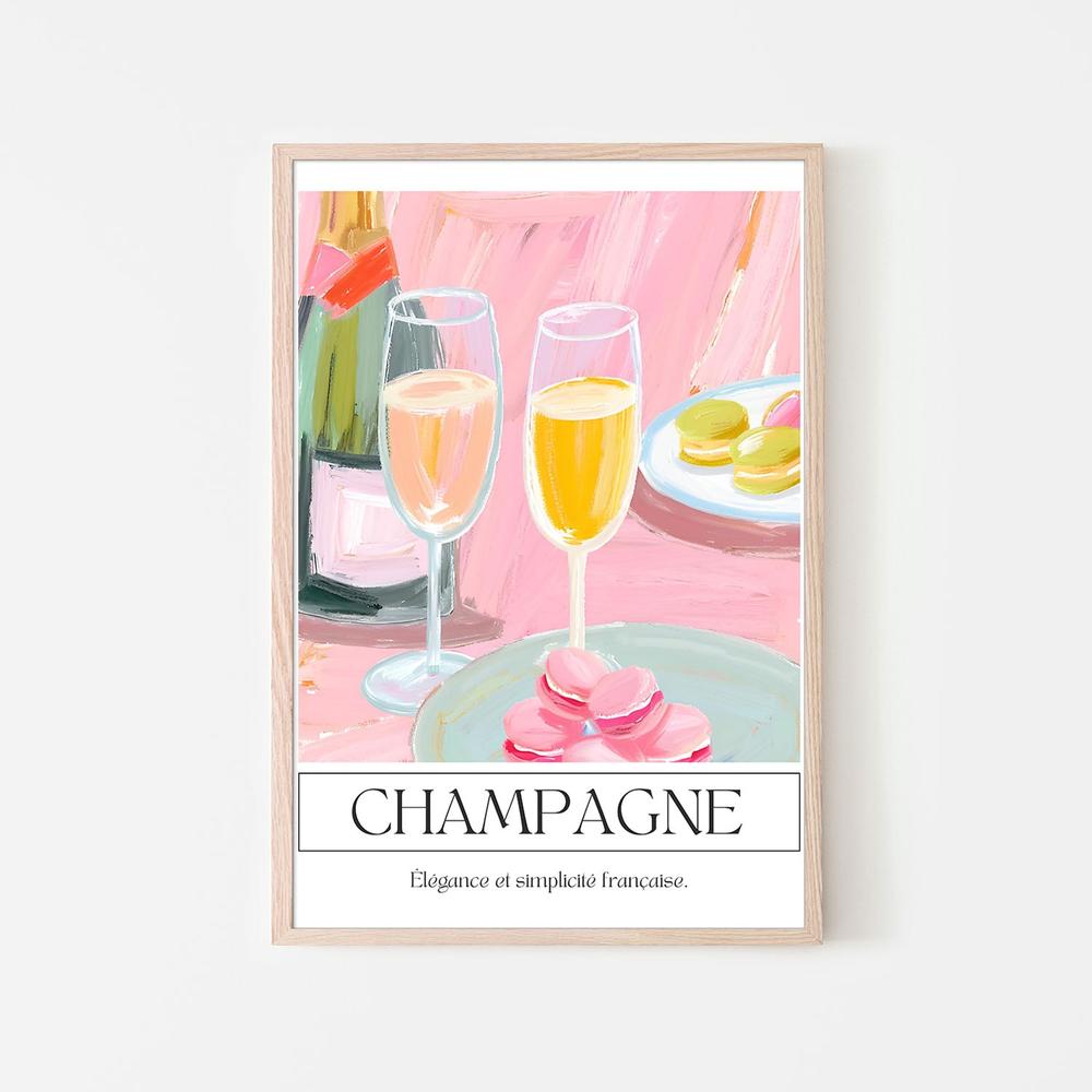 Pink Champagne Macarons-by-Ohkimiko-wall-art-print-canvas-poster-framed-Gioia