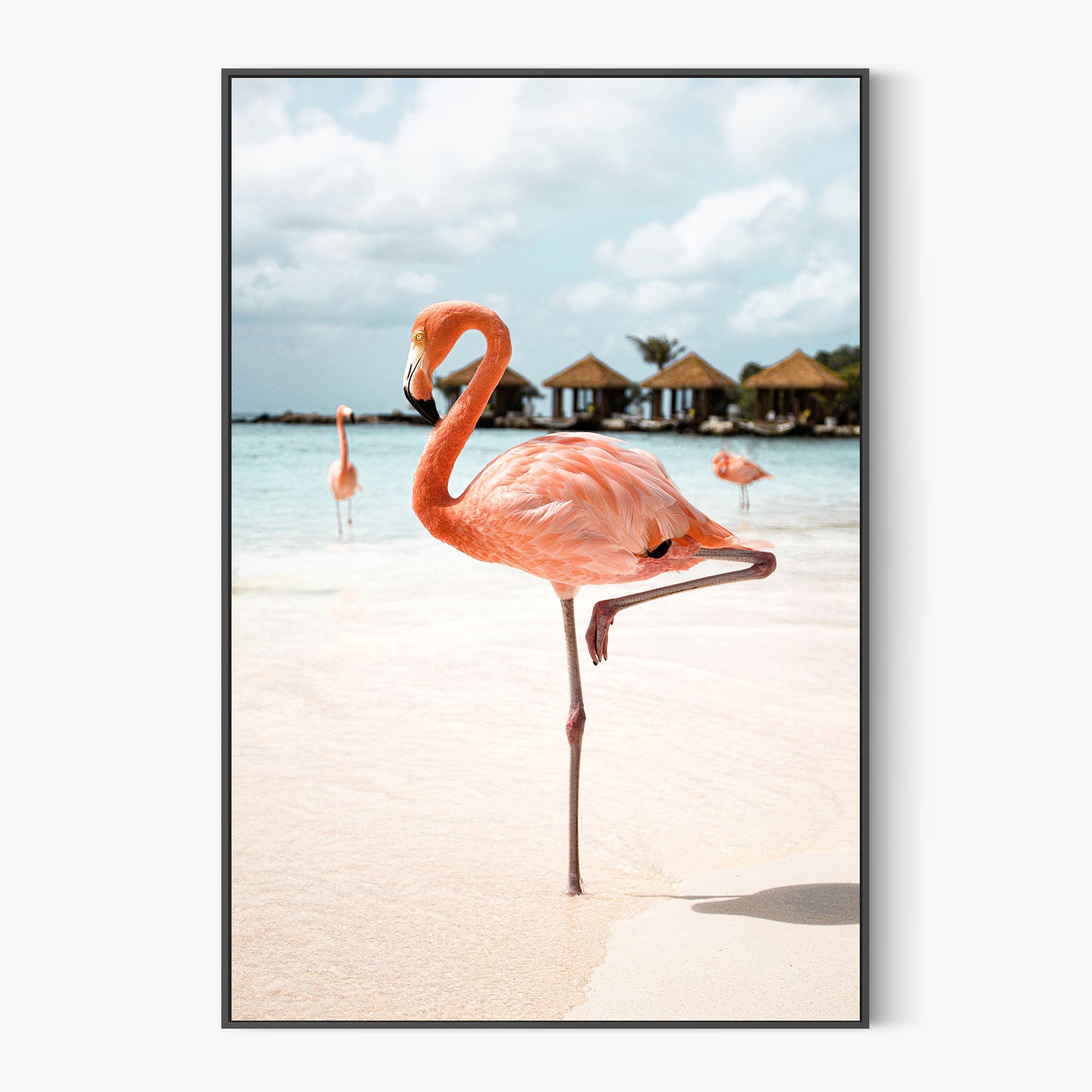 Pink Flamingo Beach-by-Henrike Schenk-wall-art-print-canvas-poster-framed-Gioia
