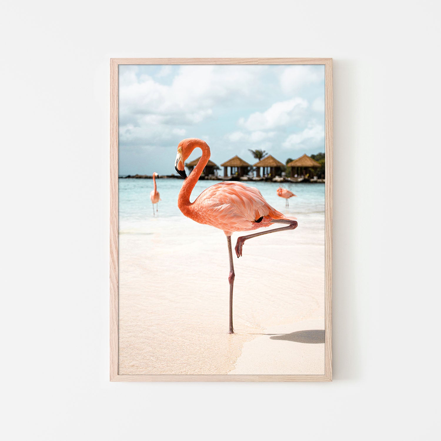 Pink Flamingo Beach-by-Henrike Schenk-wall-art-print-canvas-poster-framed-Gioia
