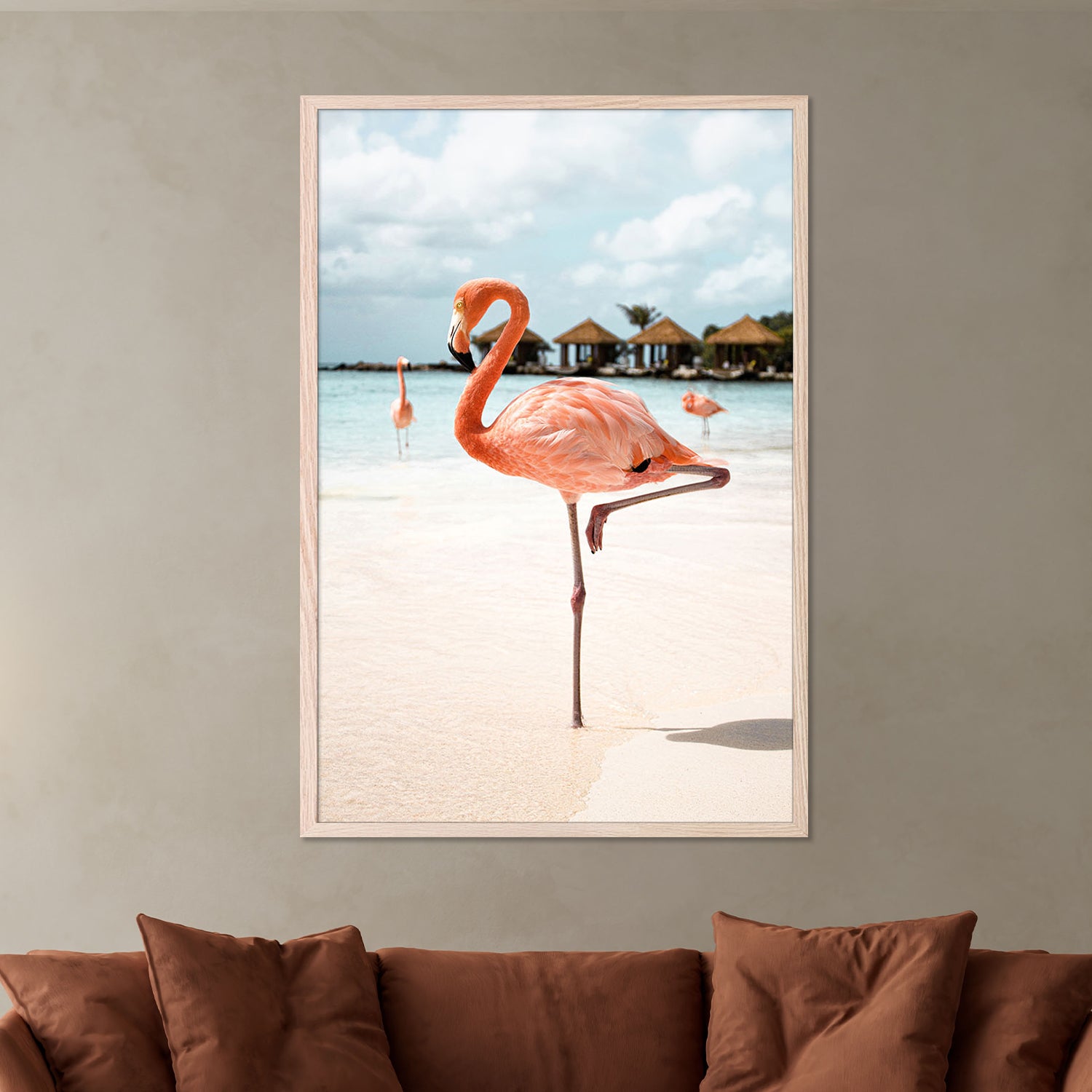Pink Flamingo Beach-by-Henrike Schenk-wall-art-print-canvas-poster-framed-Gioia
