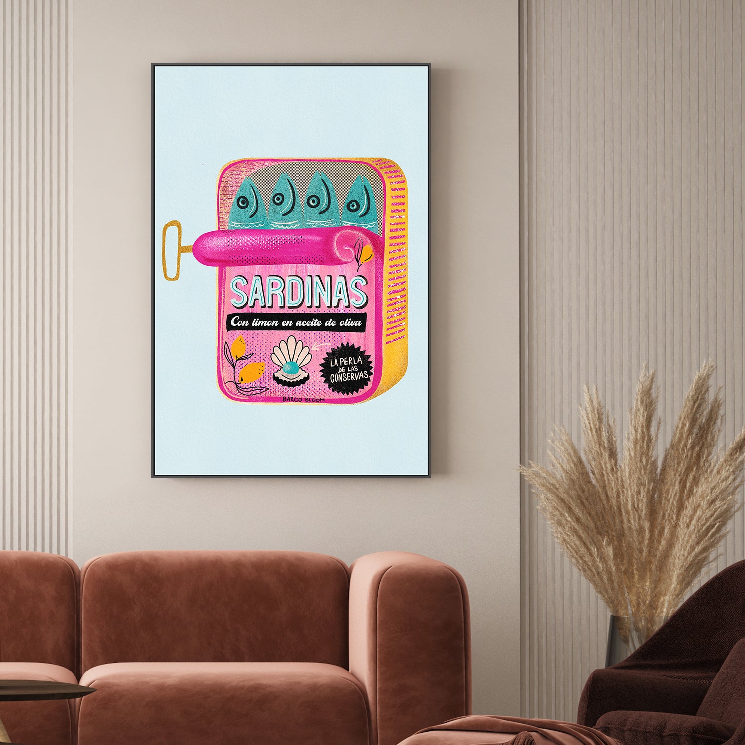 Pink Sardines With Lemon-by-Baroo Bloom-wall-art-print-canvas-poster-framed-Gioia