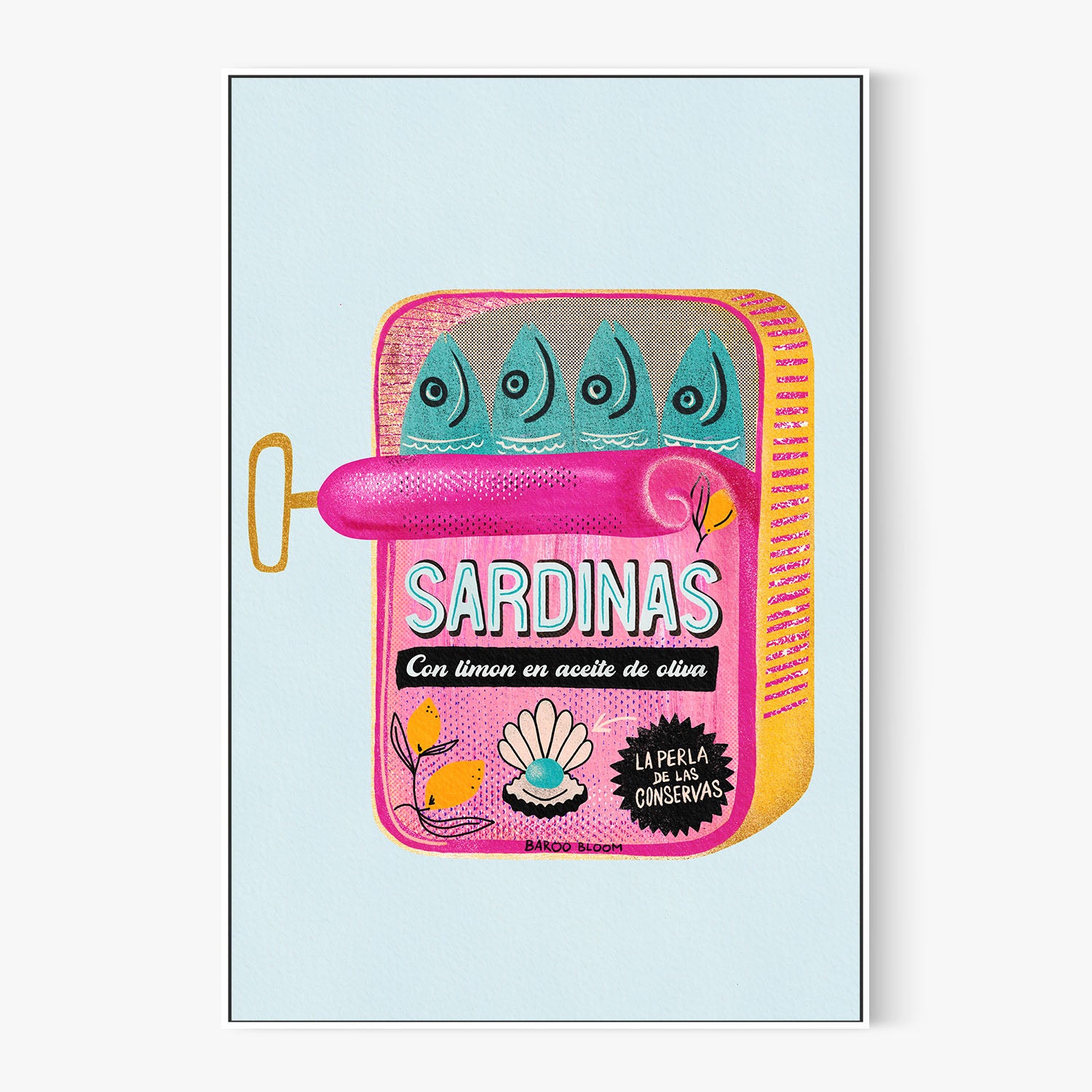 Pink Sardines With Lemon-by-Baroo Bloom-wall-art-print-canvas-poster-framed-Gioia
