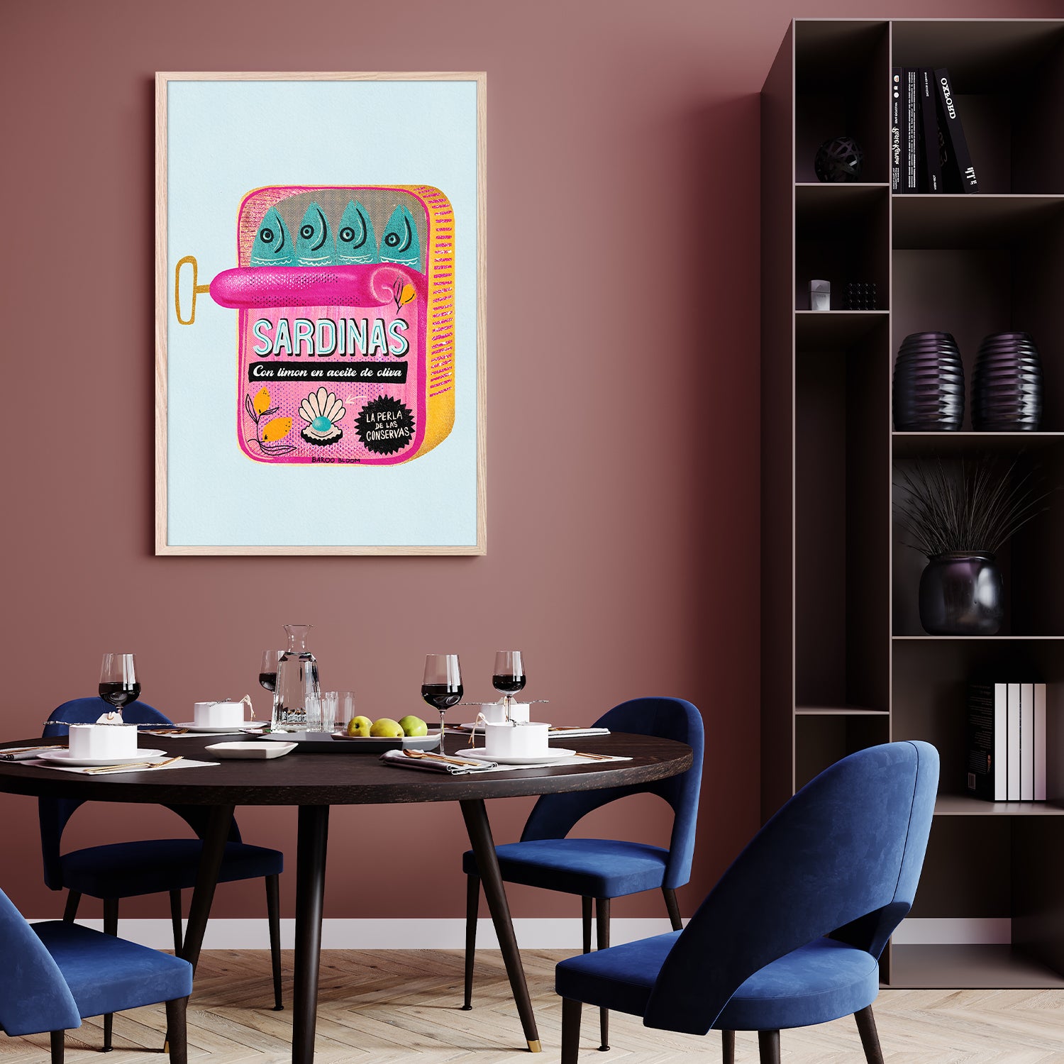 Pink Sardines With Lemon-by-Baroo Bloom-wall-art-print-canvas-poster-framed-Gioia