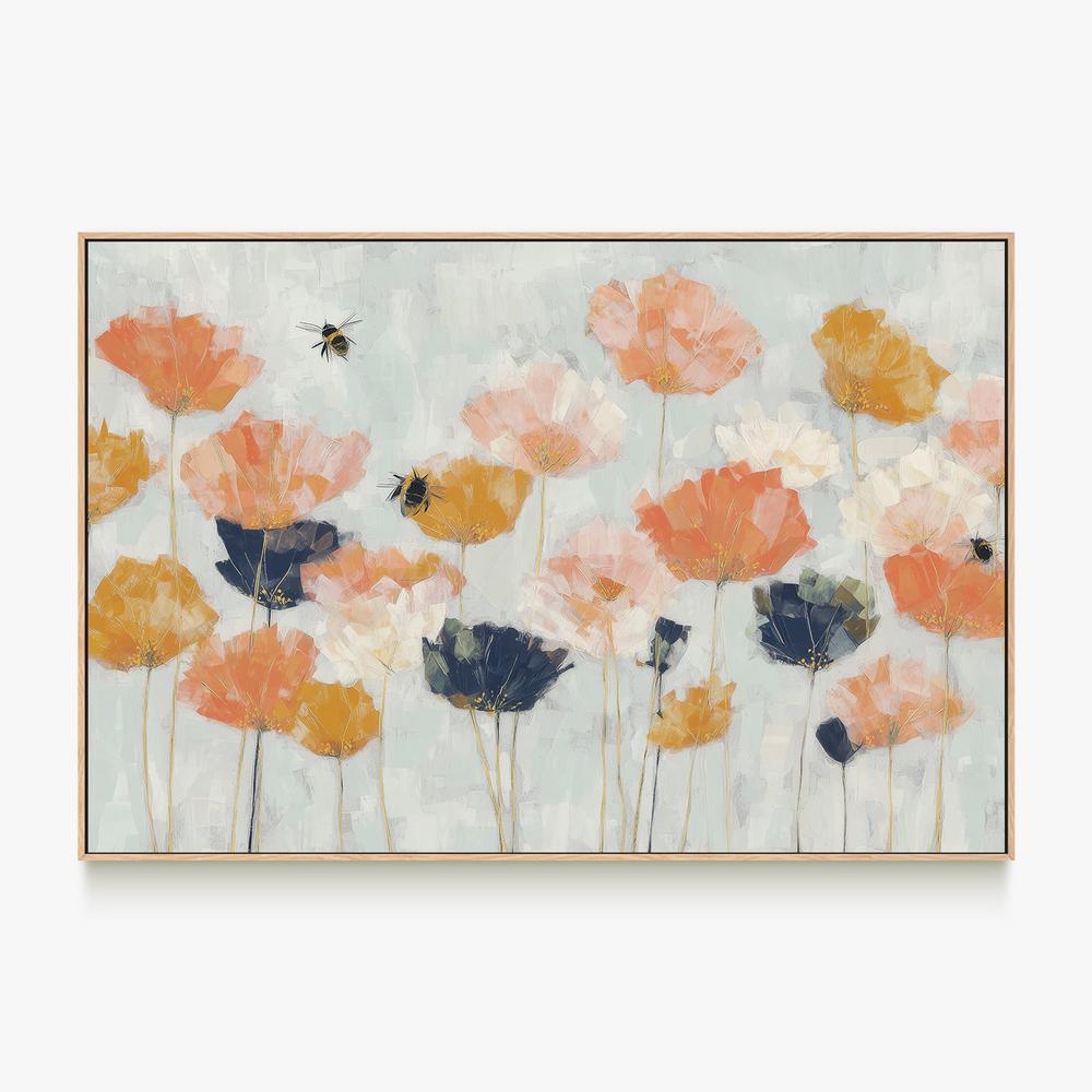 Poppies and Bees in Meadow-by-Jordão de Abreu-wall-art-print-canvas-poster-framed-Gioia
