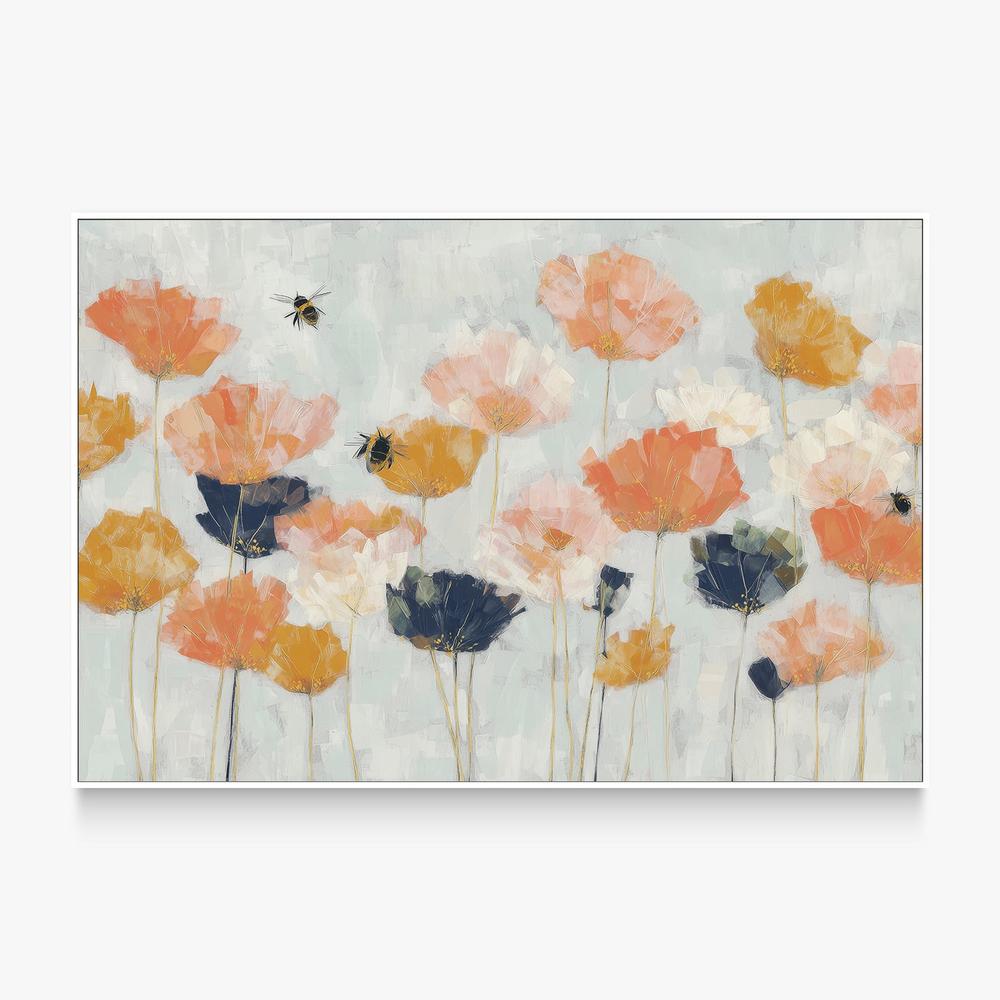 Poppies and Bees in Meadow-by-Jordão de Abreu-wall-art-print-canvas-poster-framed-Gioia