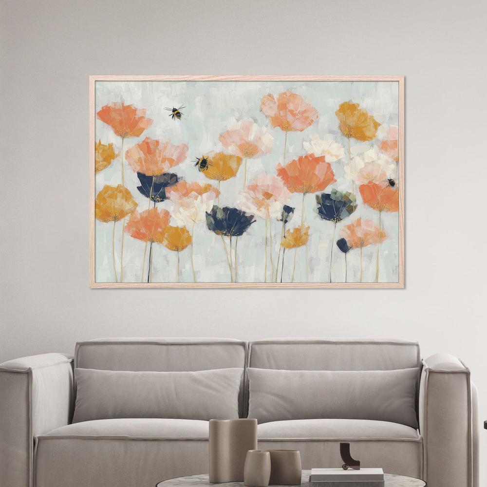Poppies and Bees in Meadow-by-Jordão de Abreu-wall-art-print-canvas-poster-framed-Gioia