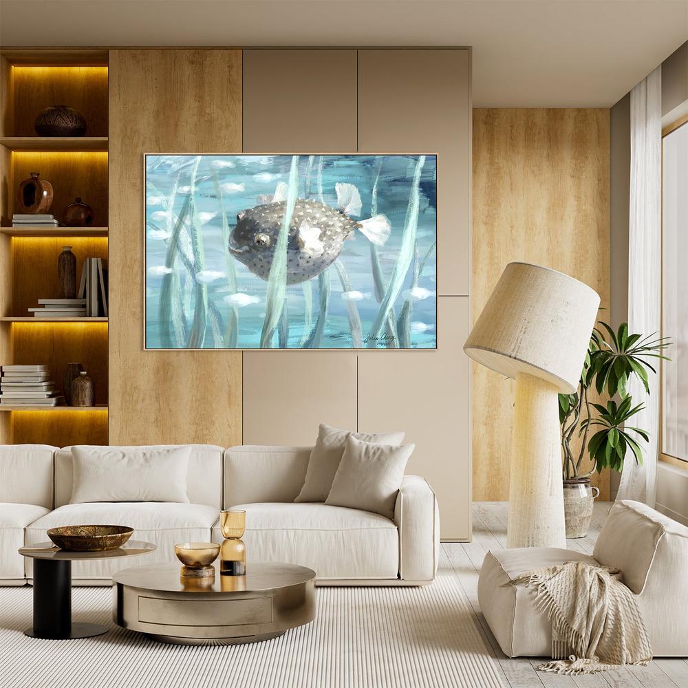 Pufferfish In Seagrass-by-Julia Cheney-wall-art-print-canvas-poster-framed-Gioia