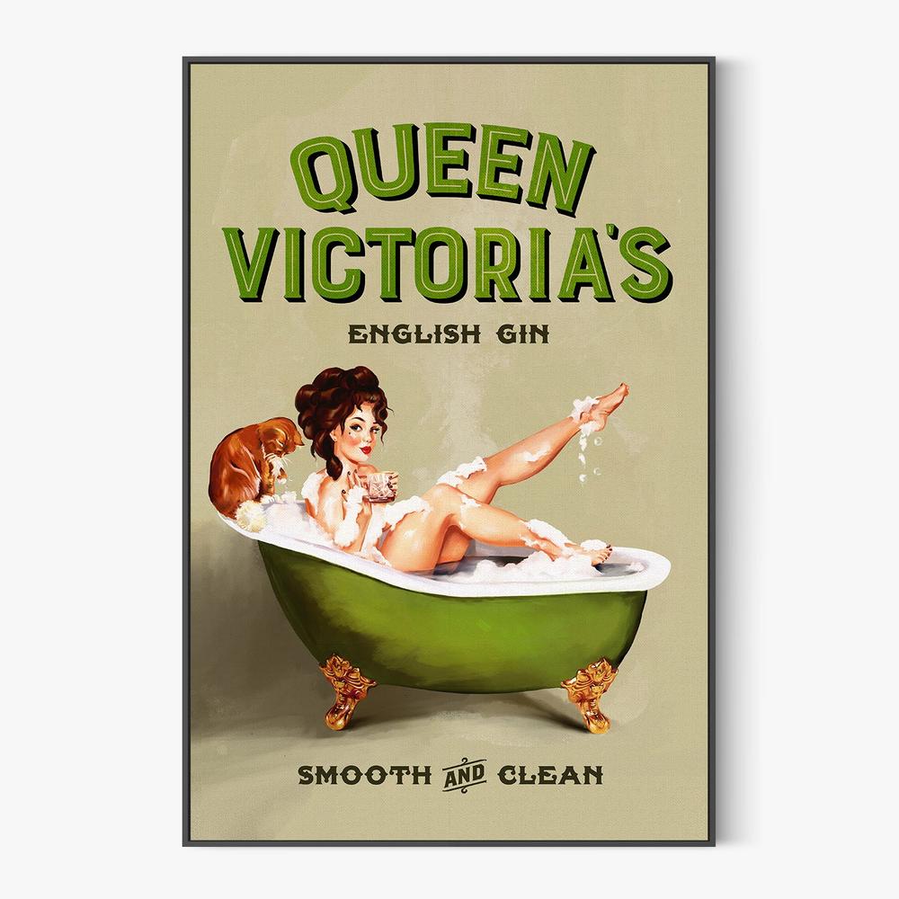 Queen Victoria English Gin Bath Pinup Girl-by-The Whiskey Ginger-wall-art-print-canvas-poster-framed-Gioia