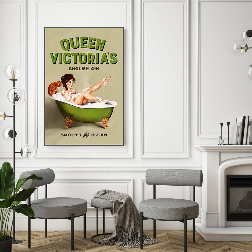 Queen Victoria English Gin Bath Pinup Girl-by-The Whiskey Ginger-wall-art-print-canvas-poster-framed-Gioia