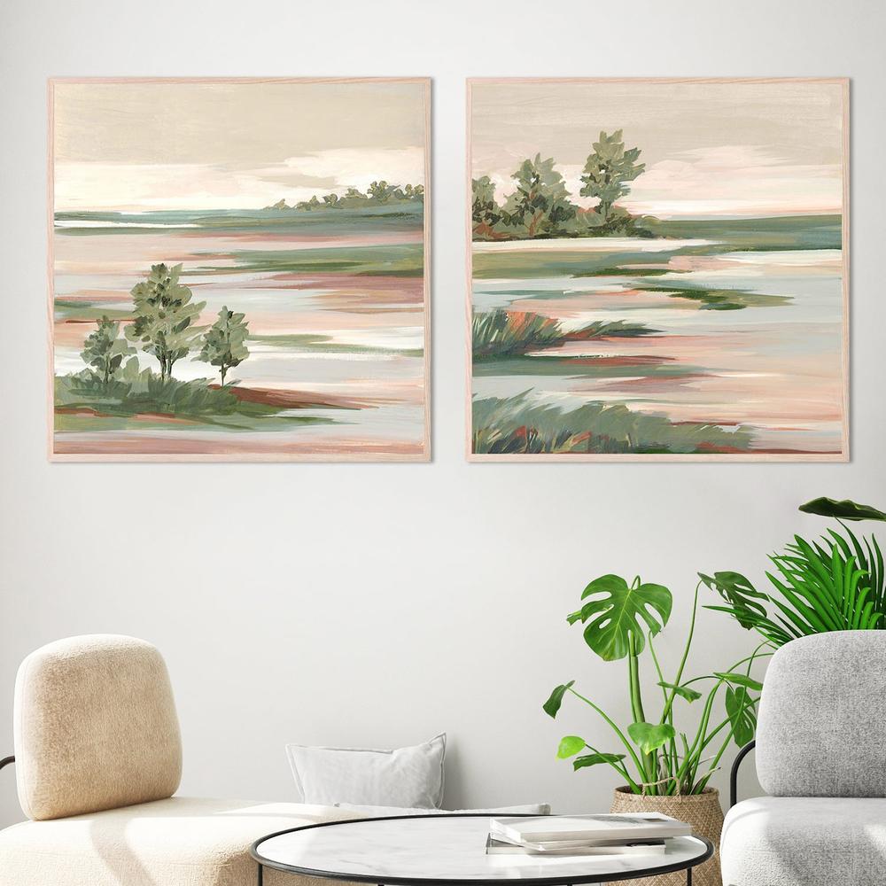 Quiet Marsh Under Soft Skies, Style A & B, Set Of 2-by-Lera-wall-art-print-canvas-poster-framed-Gioia