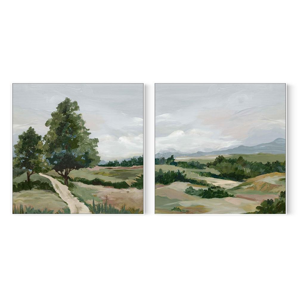 Quiet Path Through Open Fields & Gentle Hills Under Cloudy Skies, Set Of 2-by-Lera-wall-art-print-canvas-poster-framed-Gioia