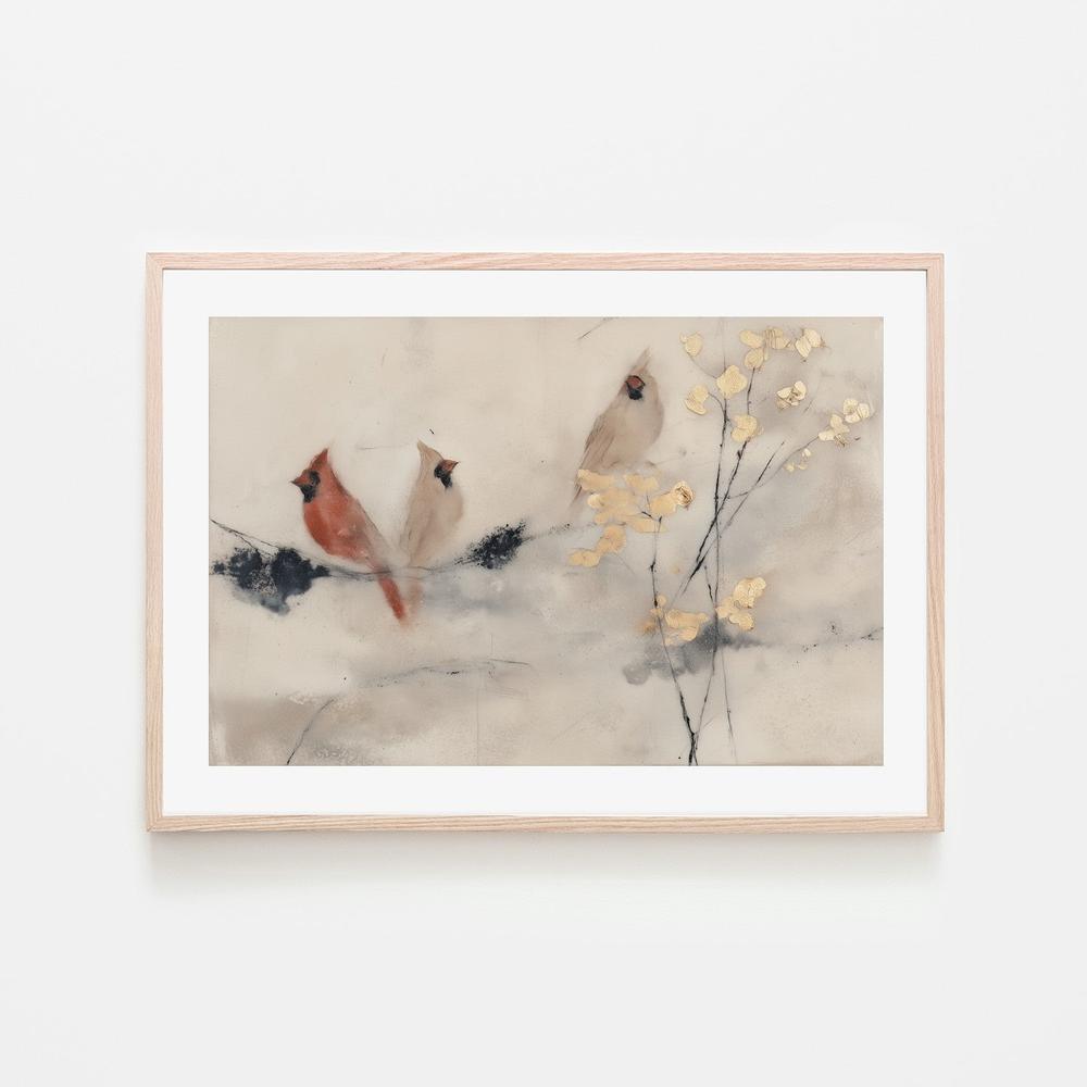 Red Cardinal Pair Branches-by-Chromatic Storm Studio-wall-art-print-canvas-poster-framed-Gioia