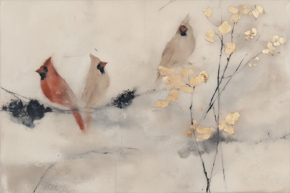 Red Cardinal Pair Branches-by-Chromatic Storm Studio-wall-art-print-canvas-poster-framed-Gioia