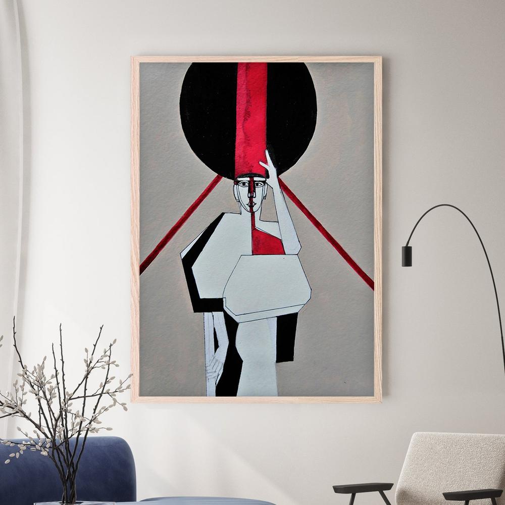 Red Stripe Woman-by-Doris Schmitz-wall-art-print-canvas-poster-framed-Gioia