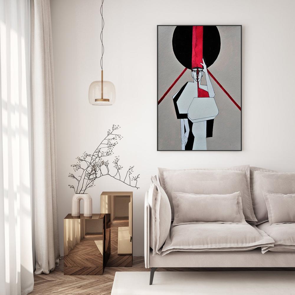 Red Stripe Woman-by-Doris Schmitz-wall-art-print-canvas-poster-framed-Gioia