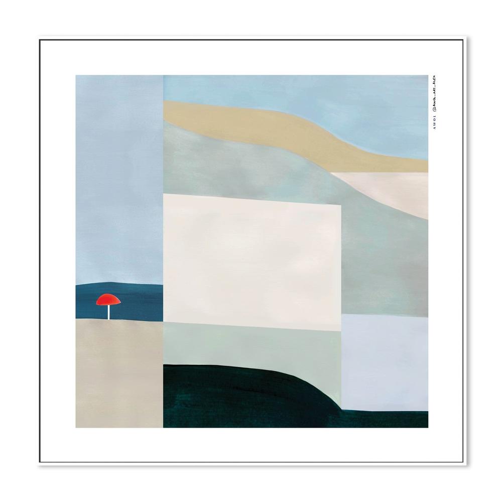 Red Umbrella Beach-by-Alex Nereuta-wall-art-print-canvas-poster-framed-Gioia