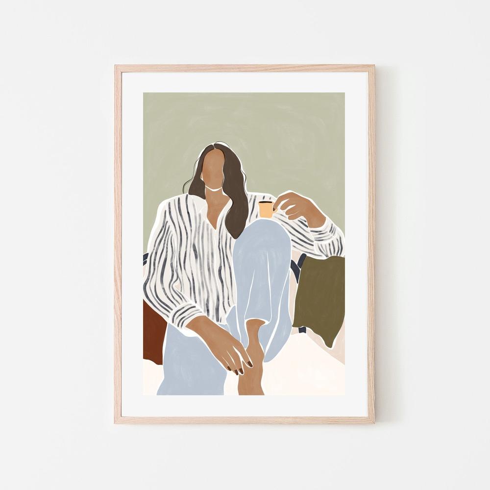 Relaxed Coffee Moment-by-Ivy Green Illustrations-wall-art-print-canvas-poster-framed-Gioia