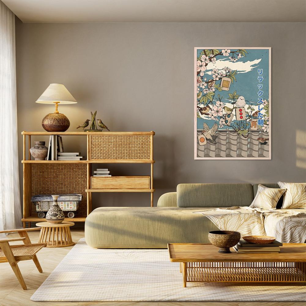 Relaxed Morning Birds and Blossoms-by-Nicholas-wall-art-print-canvas-poster-framed-Gioia
