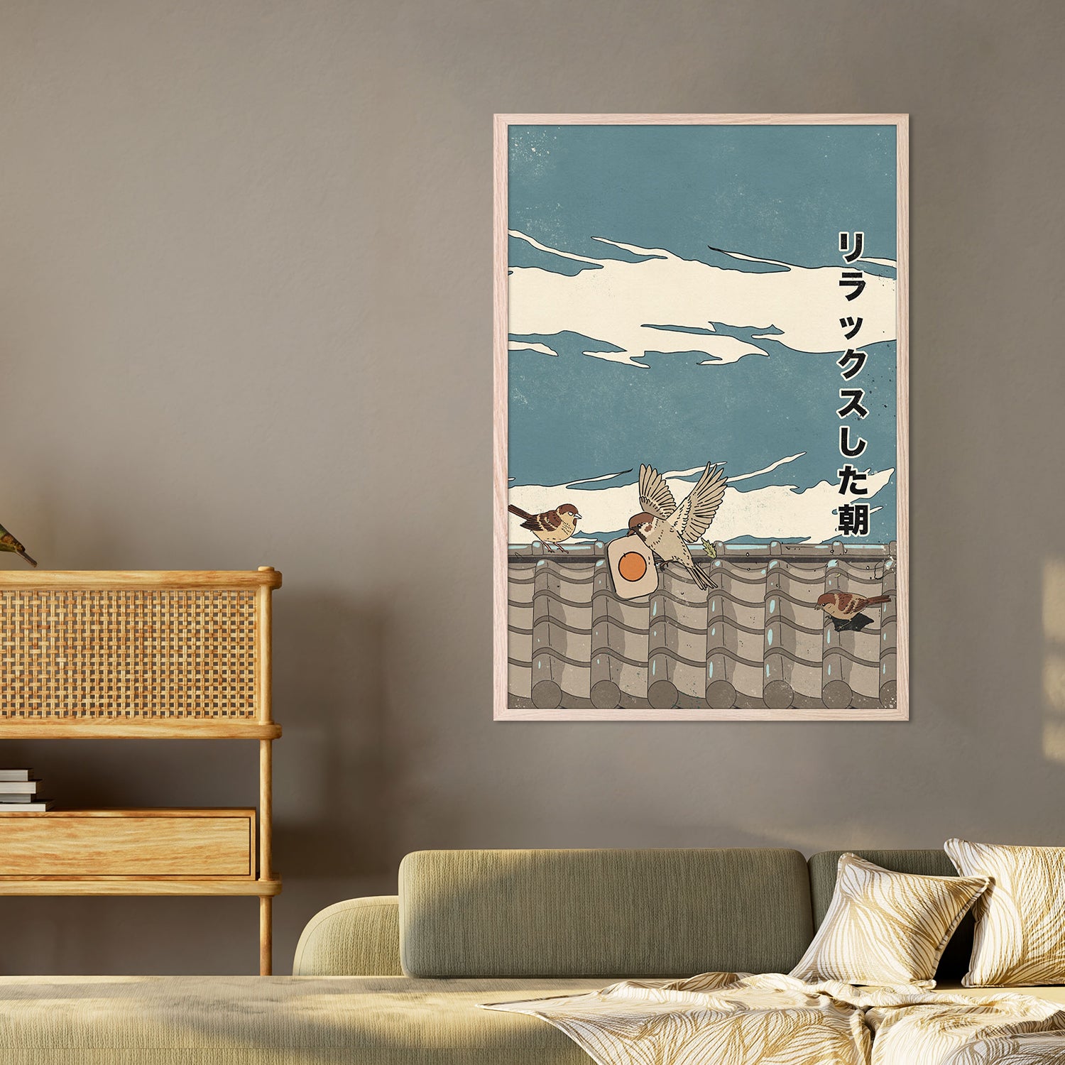 Relaxed Morning Sparrows-by-Nicholas-wall-art-print-canvas-poster-framed-Gioia