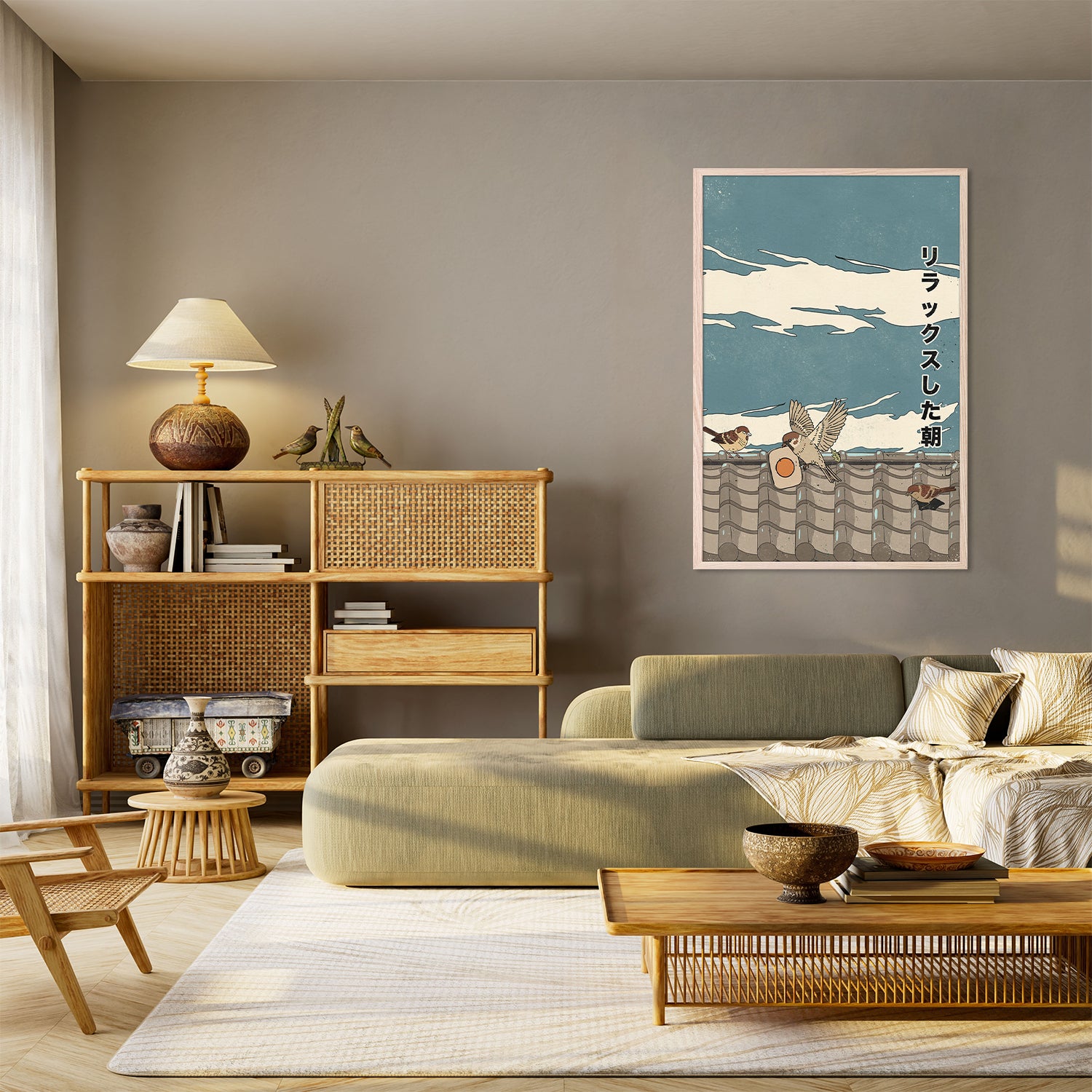 Relaxed Morning Sparrows-by-Nicholas-wall-art-print-canvas-poster-framed-Gioia