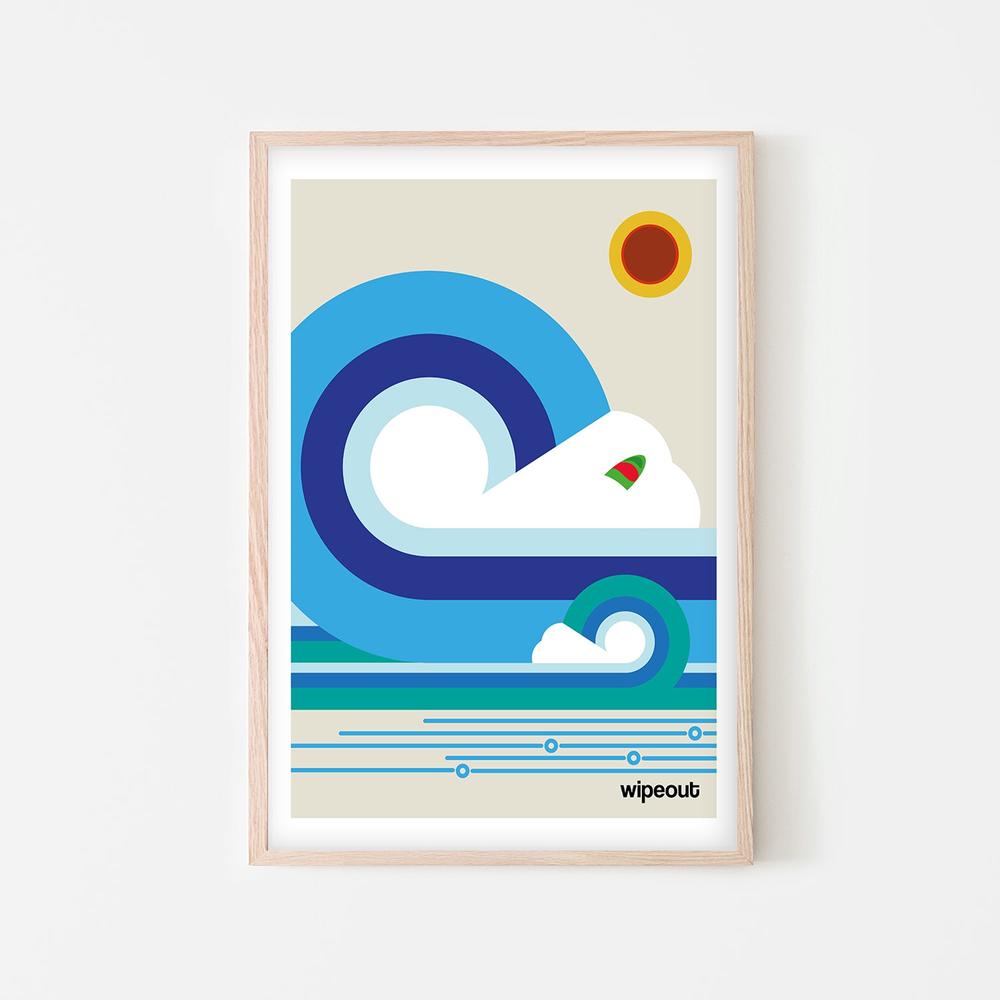 Retro Ocean Wave-by-Frances Collett-wall-art-print-canvas-poster-framed-Gioia